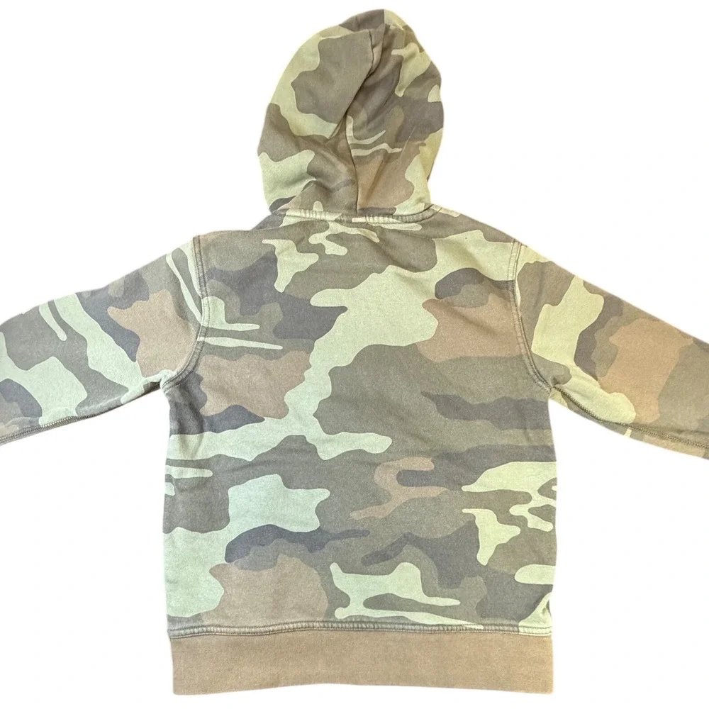 Gap Kids Camo Arch Logo Pullover Hoodie Green Camouflage Size M 8 J6‎